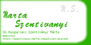 marta szentivanyi business card